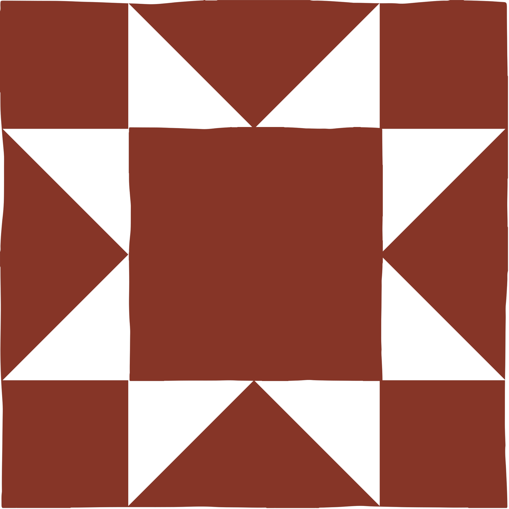 Abstract geometric pattern with brown and white triangles and rectangles.