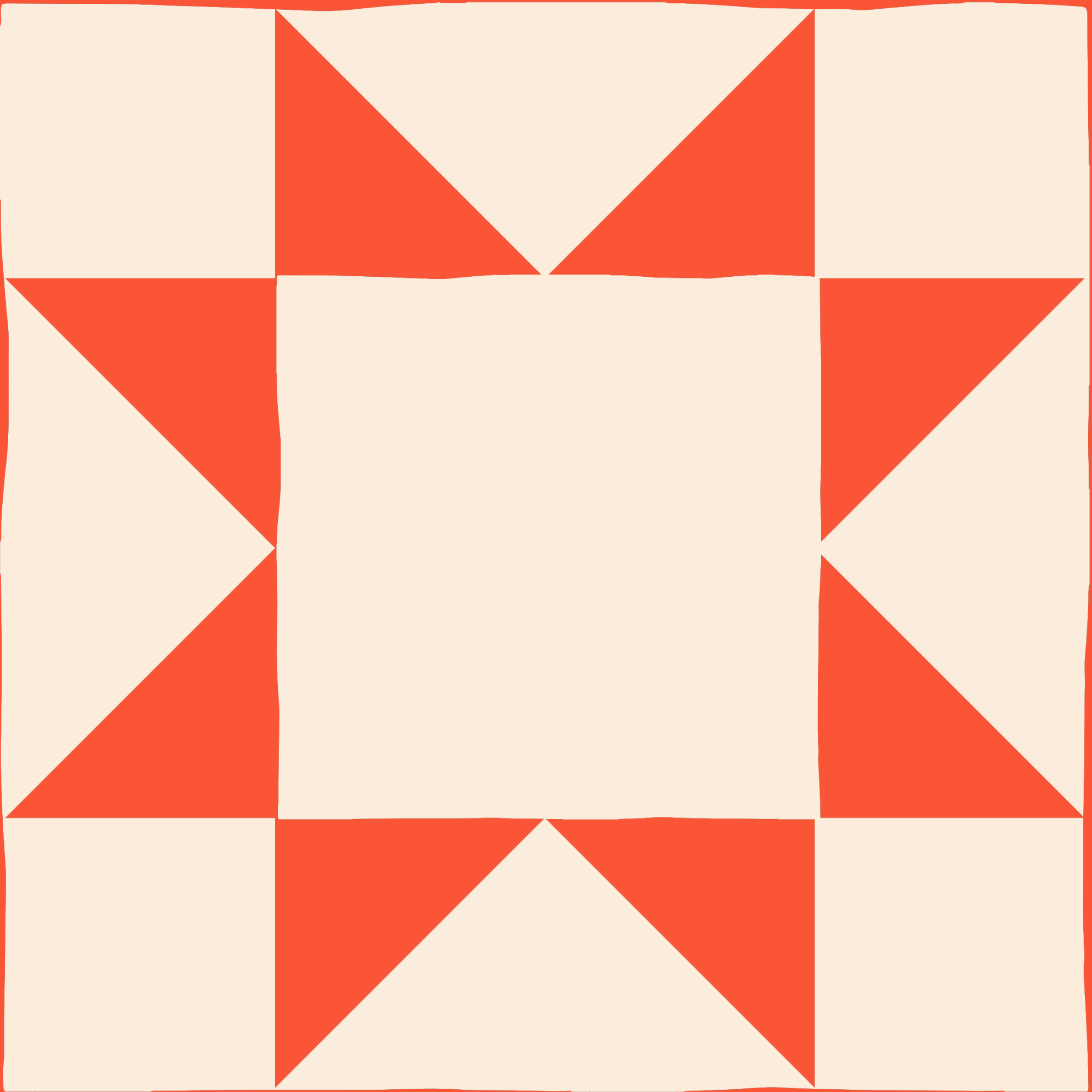 abstract geometric pattern with beige, orange, and cream shapes creating a symmetrical design.