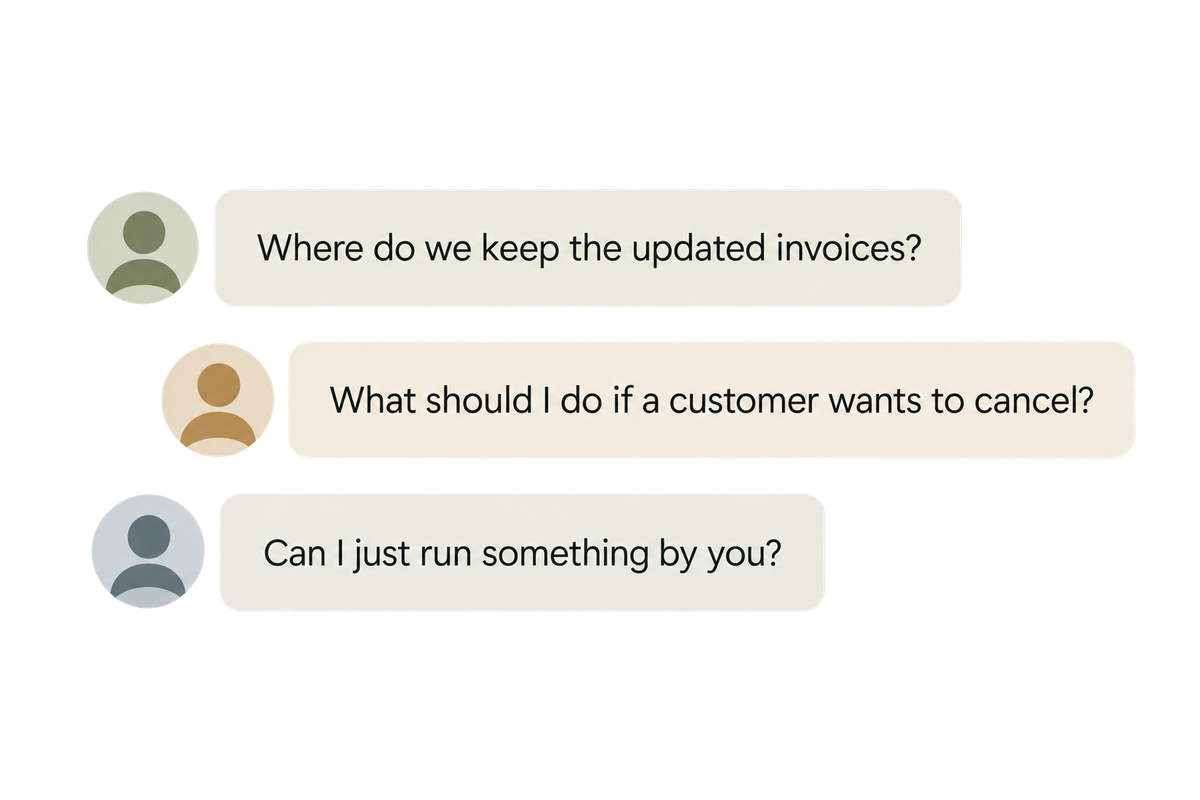 Team members asking the owner small questions all day