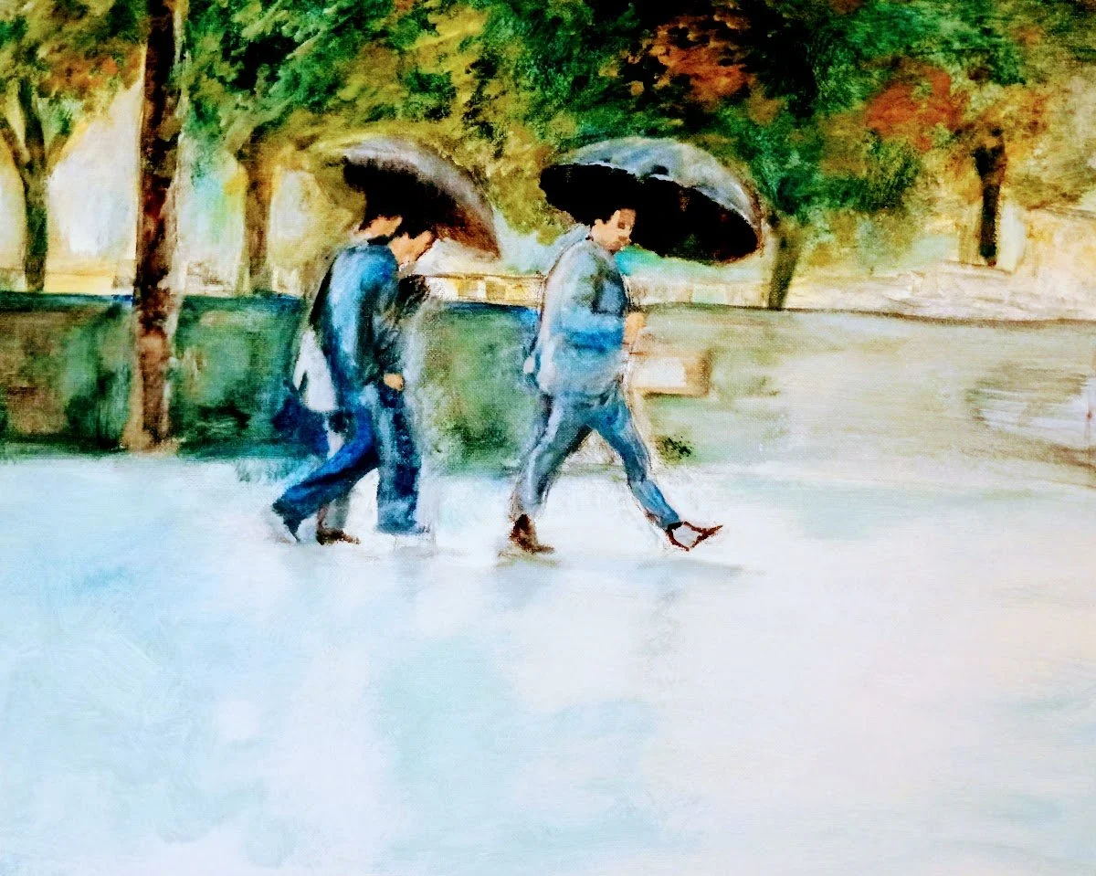 Rainy Day Stroll: Impressionistic Print