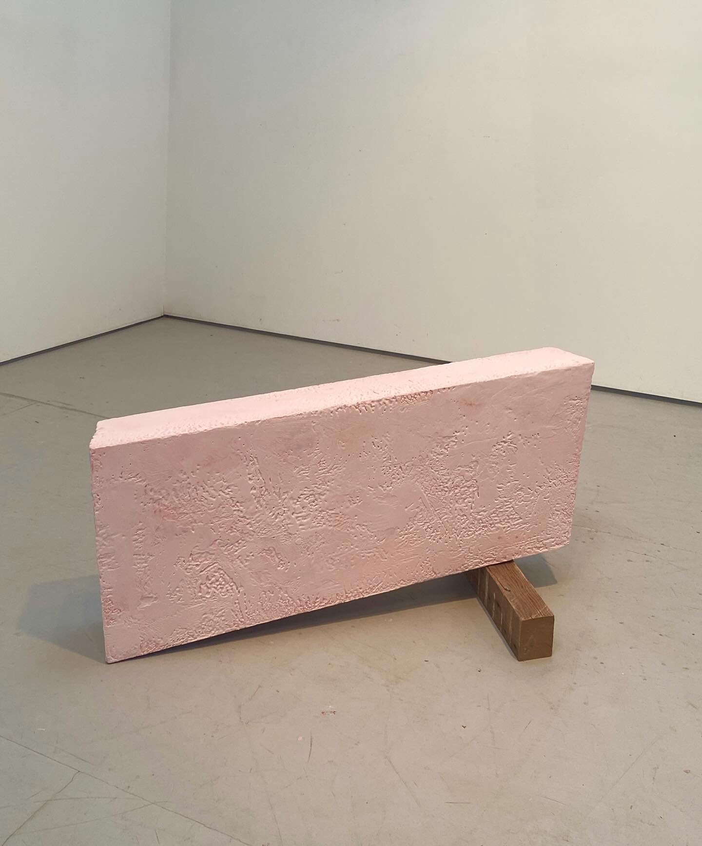 Pinkbeam Propped 2026,
20”x40”x25”, encaustic, wood