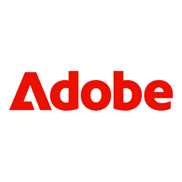 The Adobe logo with red text on a white background.