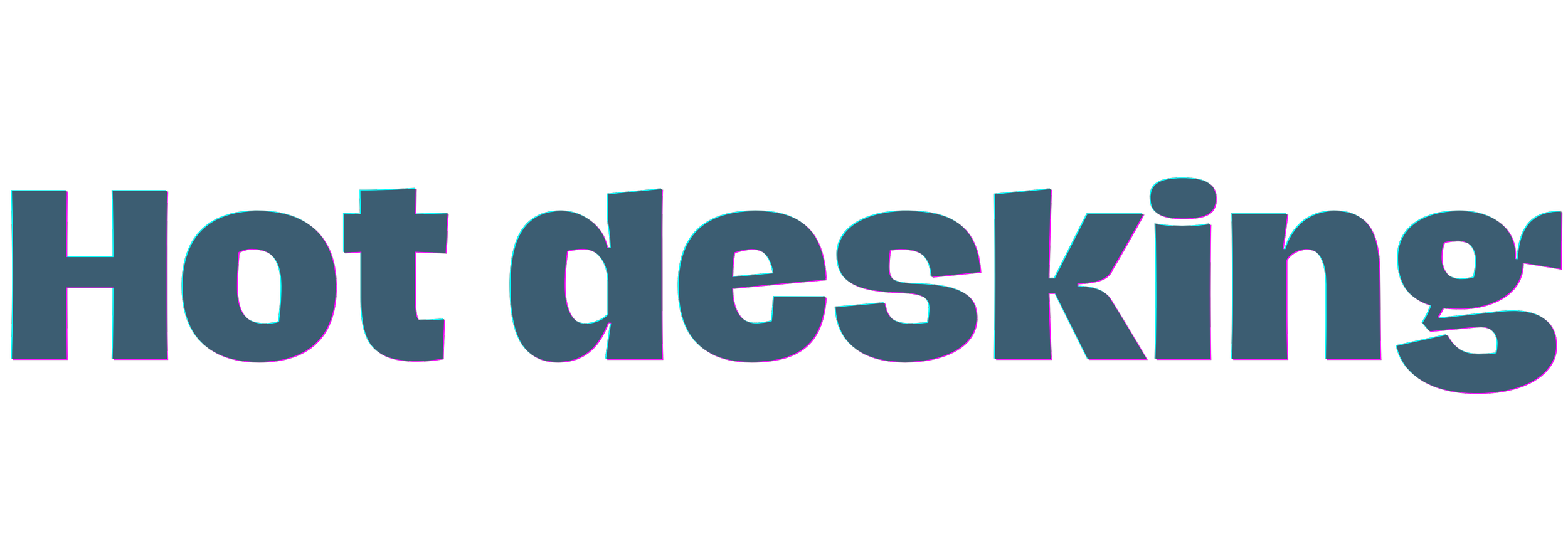 Stylized text reading 'Hot desking' with a gradient color effect.