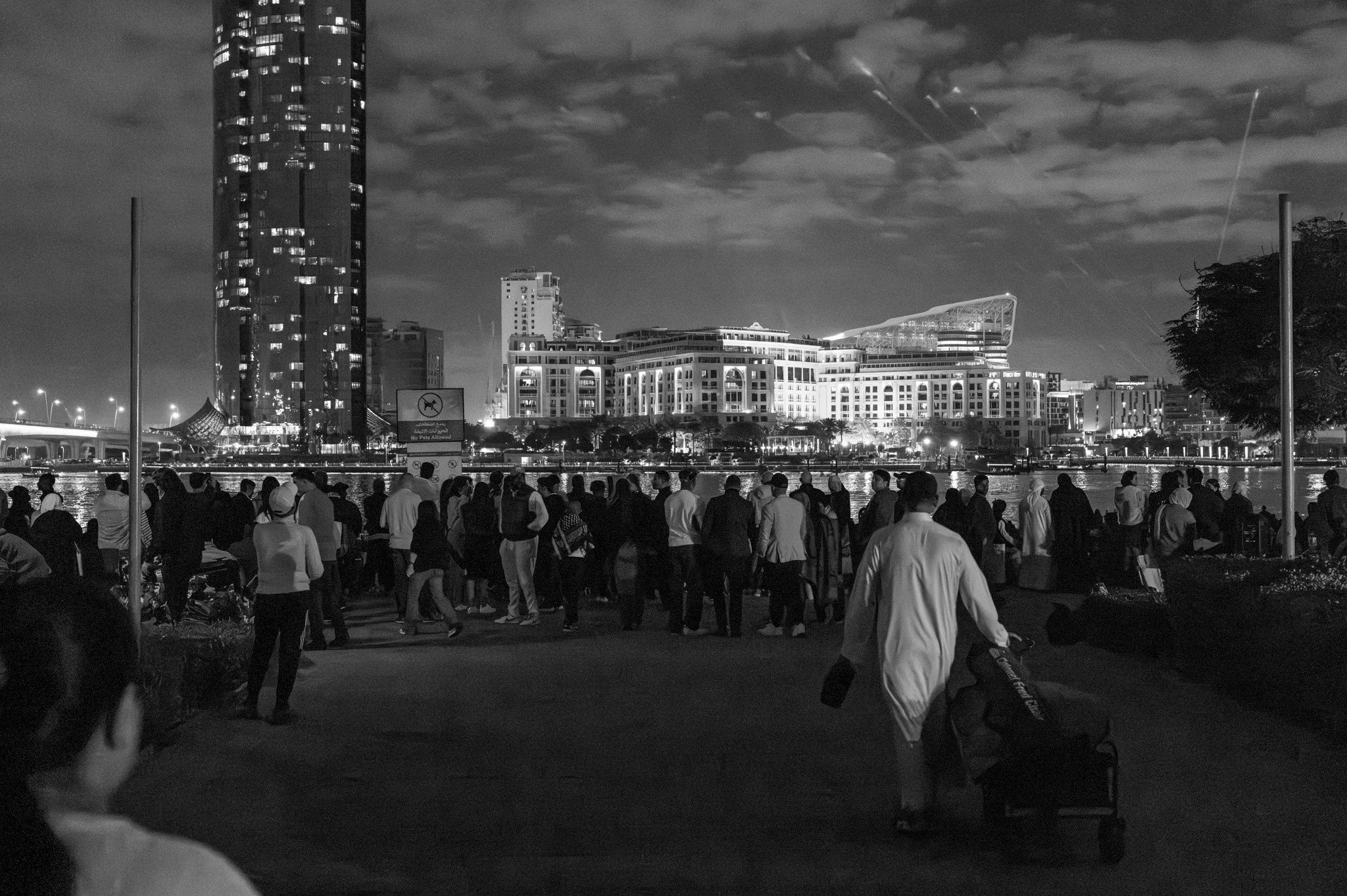 11:49 pm — the crowd arriving on the shore