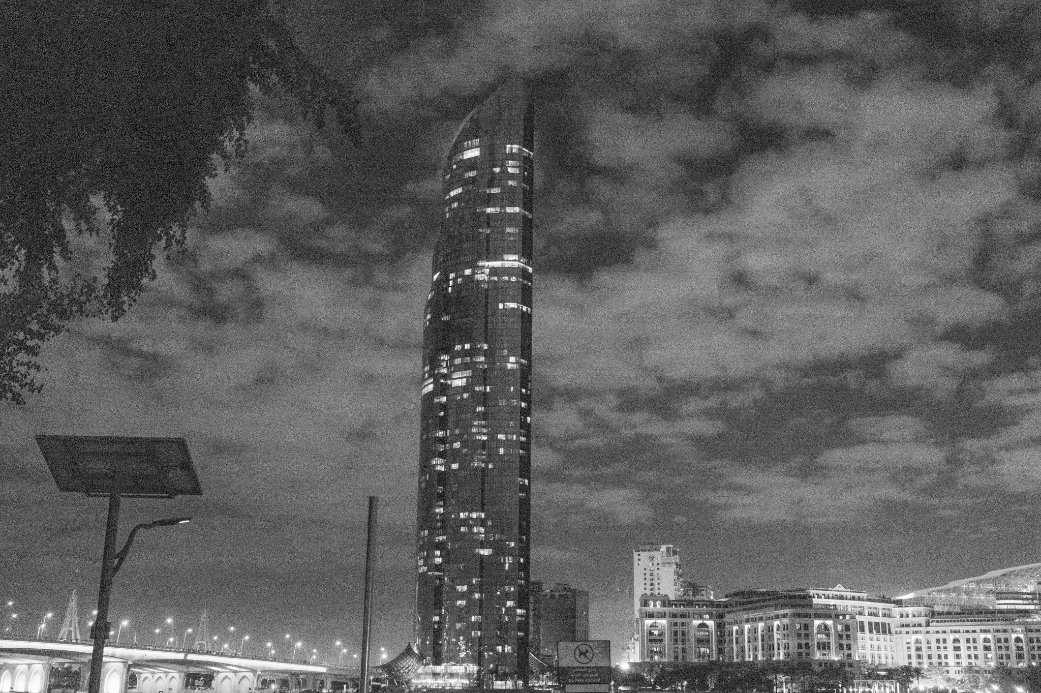 11:49 pm — the tower under cloud