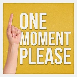 One Moment Please podcast artwork.