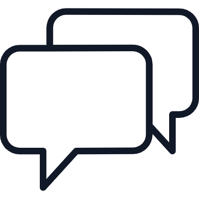 Two overlapping speech bubbles, one in front of the other.