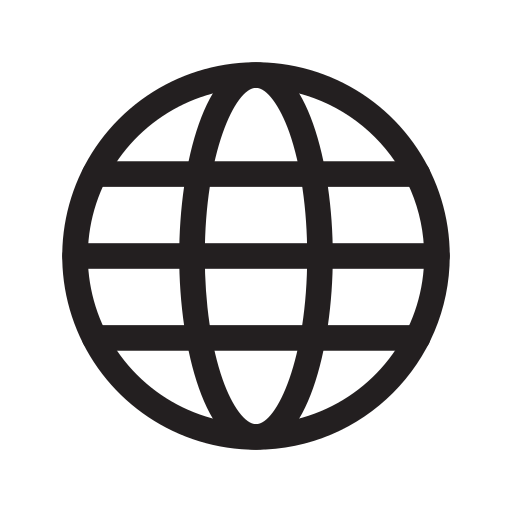 Icon of a globe with latitude and longitude lines.