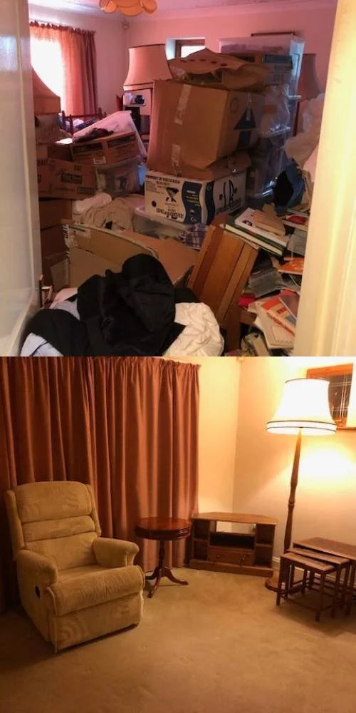 House clearance lounge before and after