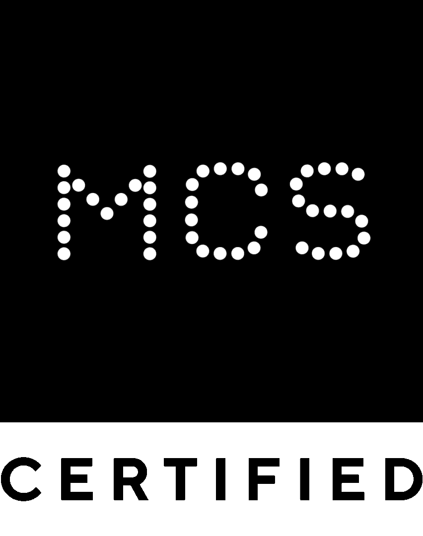 The image displays the word 'MICS' in white dotted letters on a black background, with no additional objects or context.