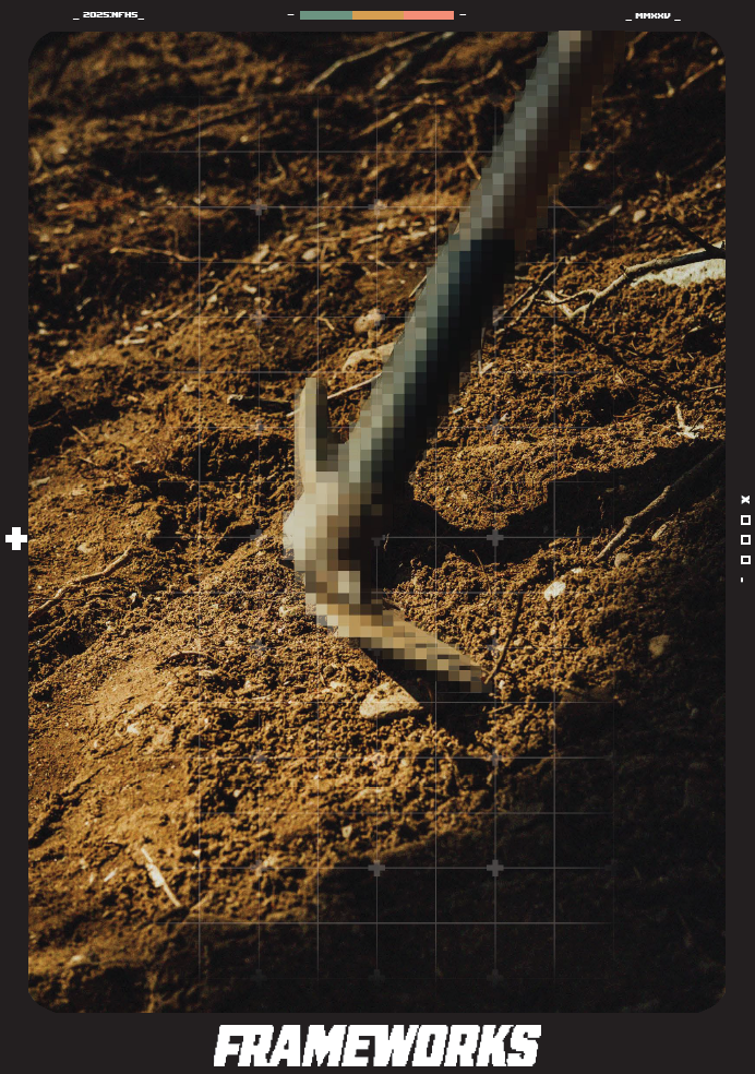 A pixelated image of a snake on dirt ground with dry roots and twigs. The image appears to be viewed through a digital or screen overlay with a grid pattern.