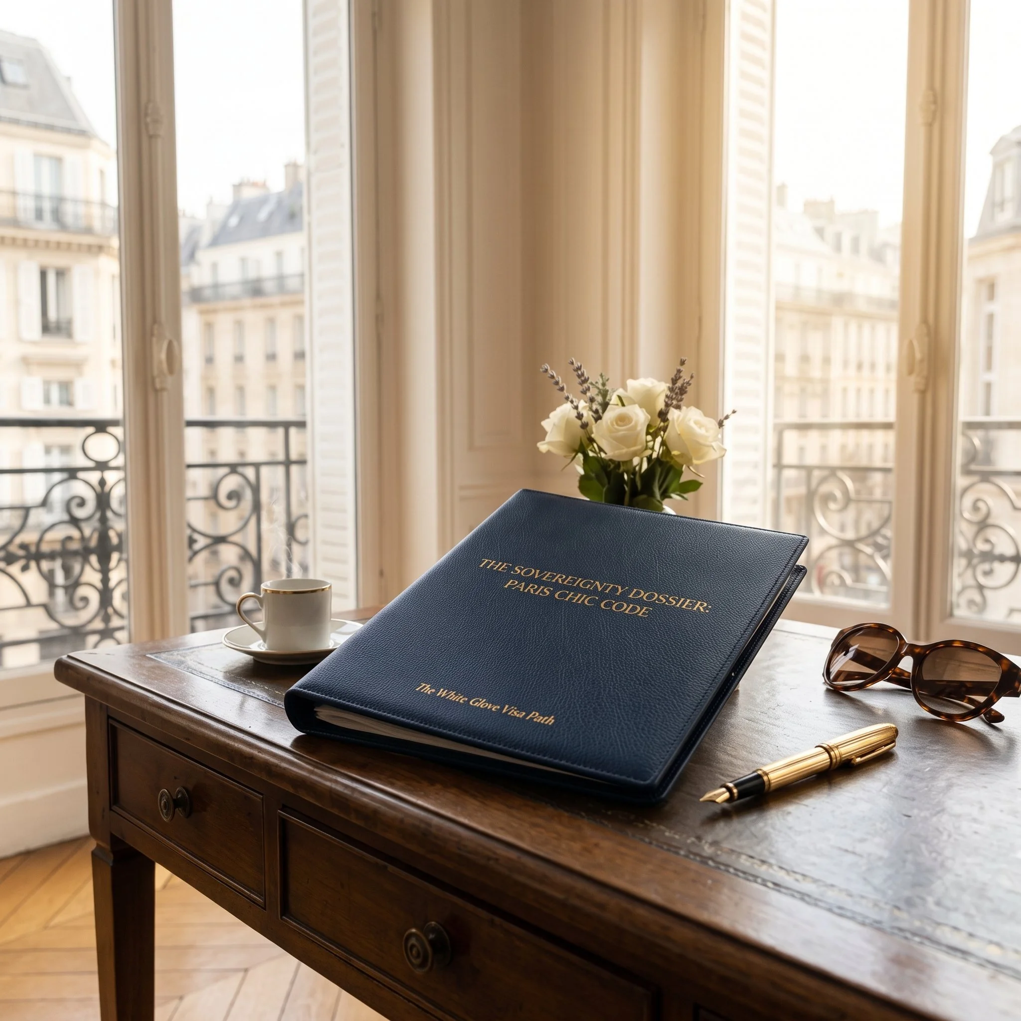 Paris Chic Code Sovereignty Dossier for Black women on a luxury desk with a Haussmann view