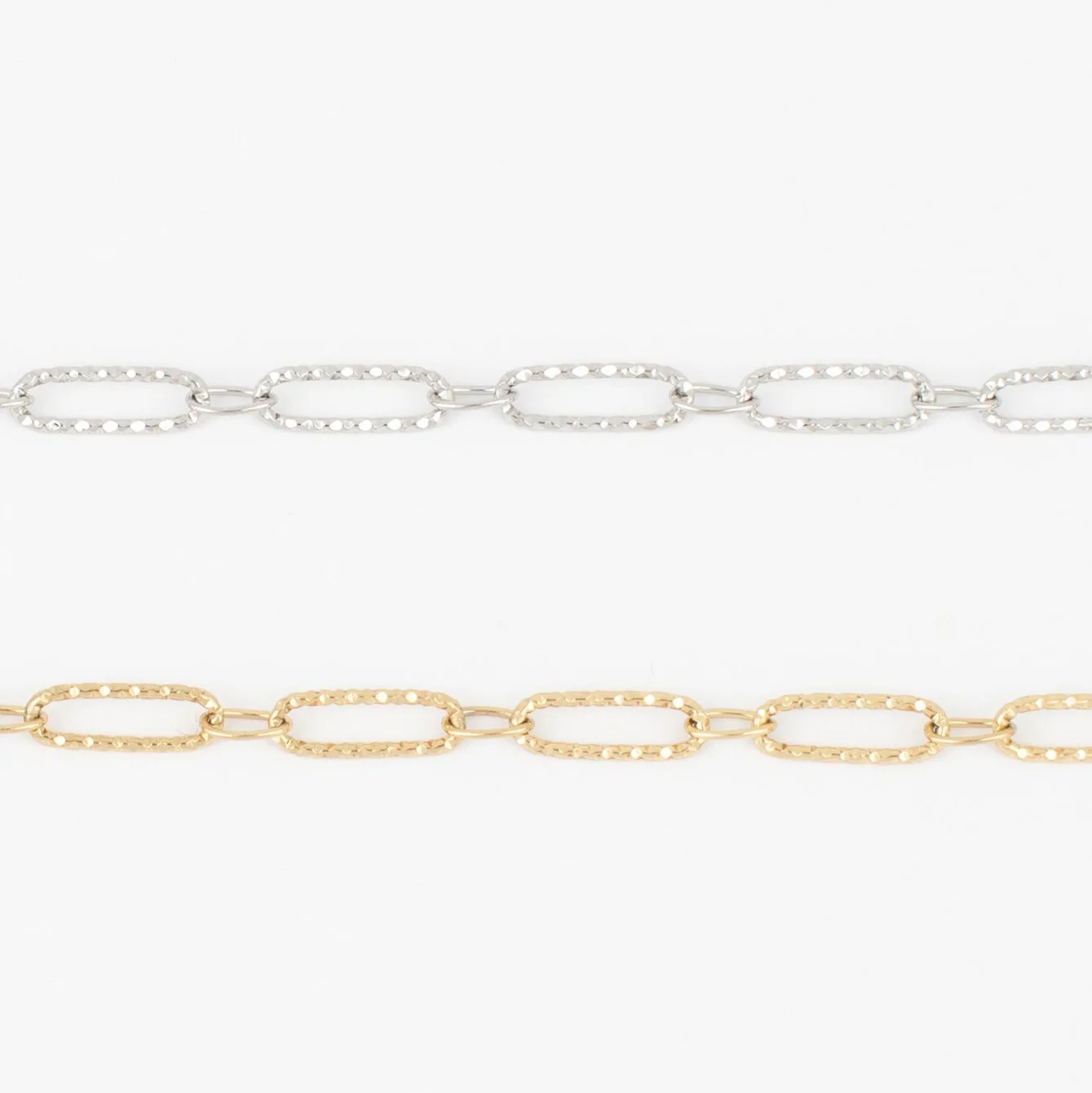 Paper clip permanent bracelet in silver and gold