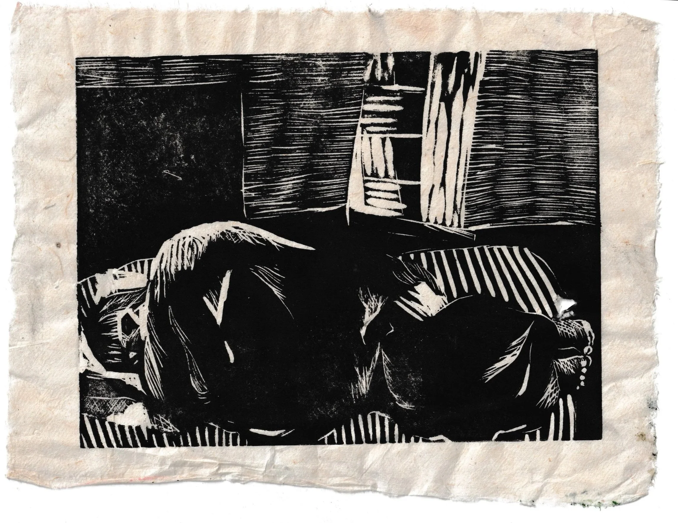  In Bed , woodcut, (21 x 15 cm) 2025, edition of 15