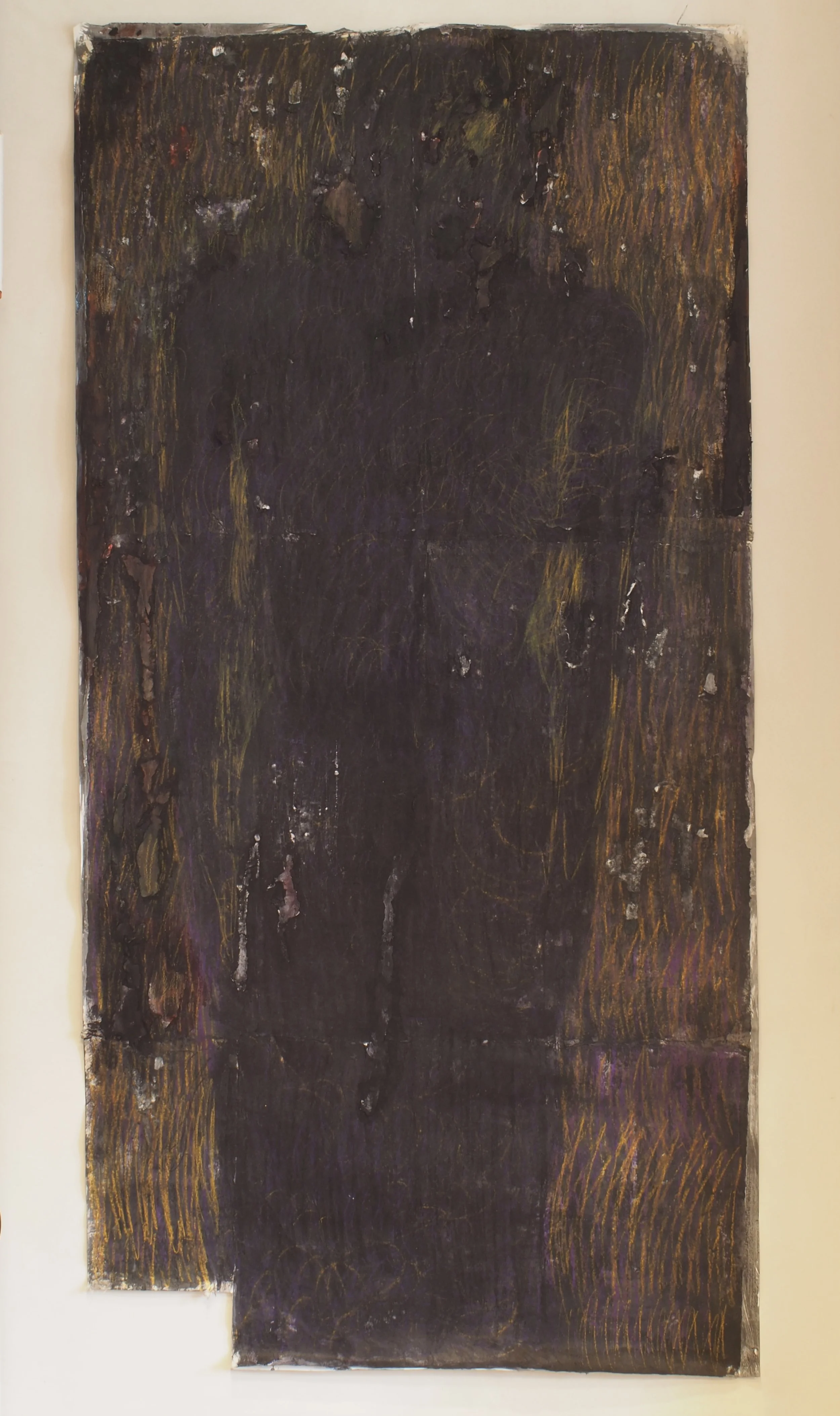  Sentinel (2)  ink, crayon, and pastel on laid Himalayan paper, (100 x 195cm), 2025