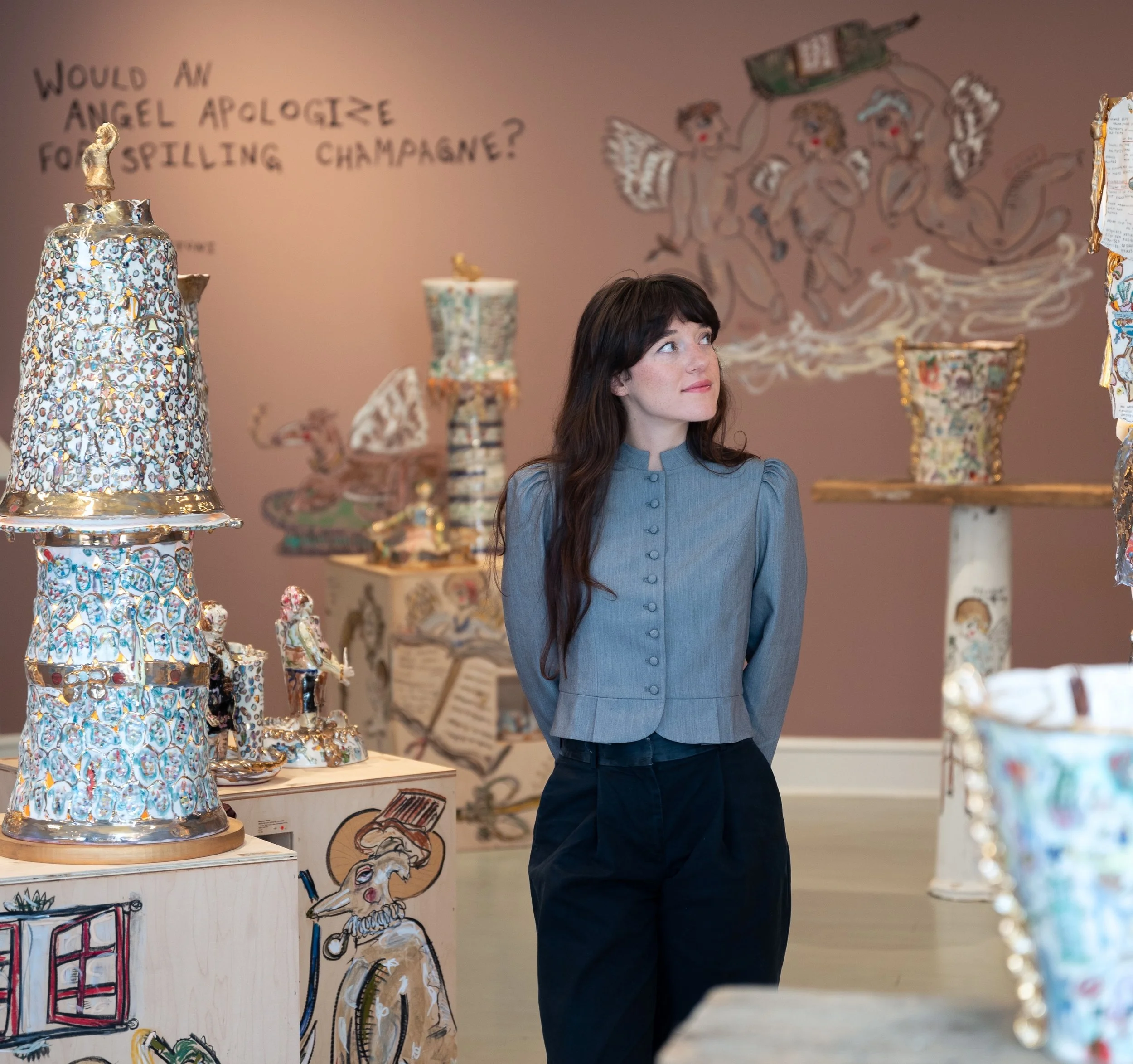 Dominique Ostuni the artist among 'Would an Angel Apologize for Spilling Champagne?' exhibition
