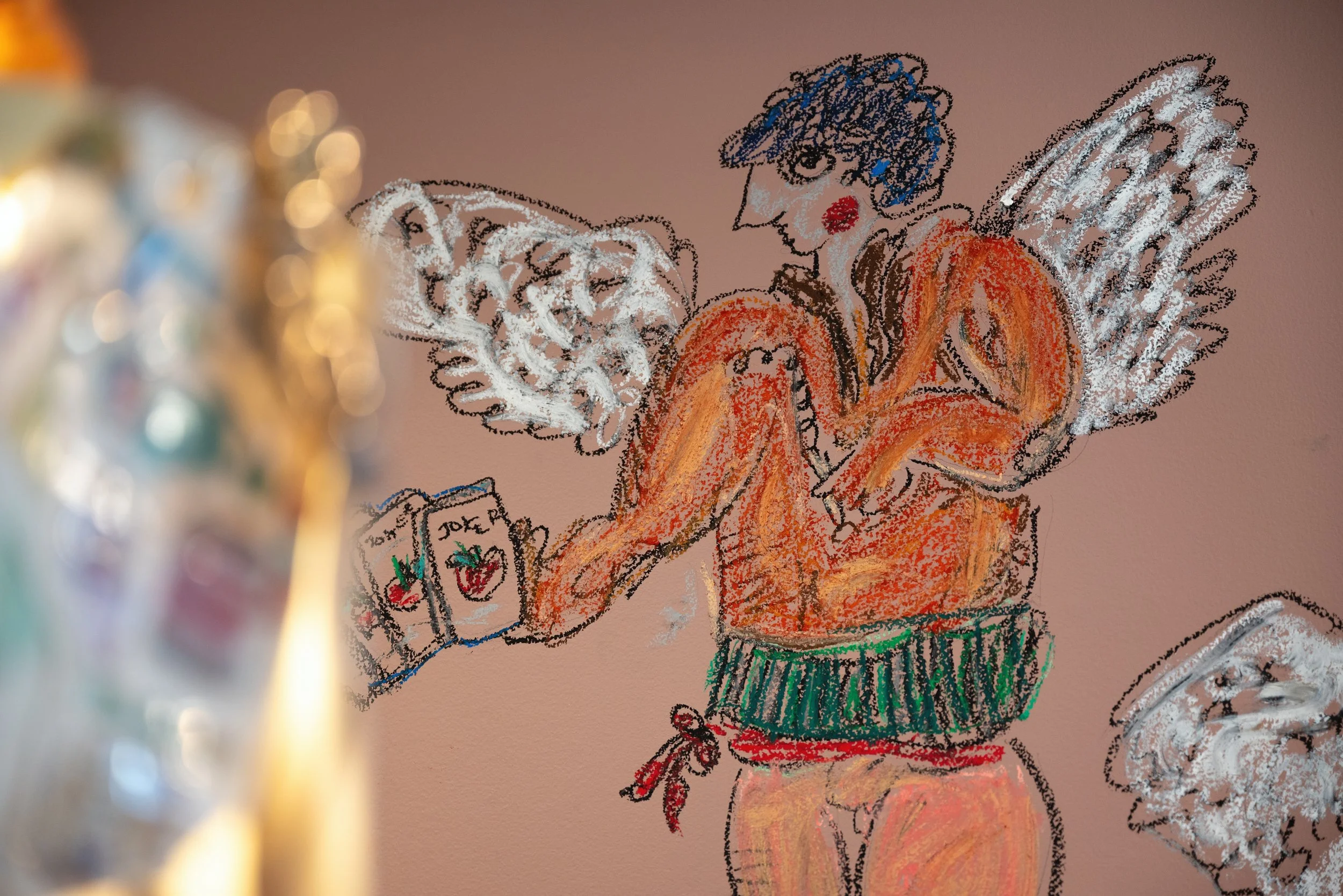 'Would an Angel Apologize for Spilling Champagne?' exhibition shot