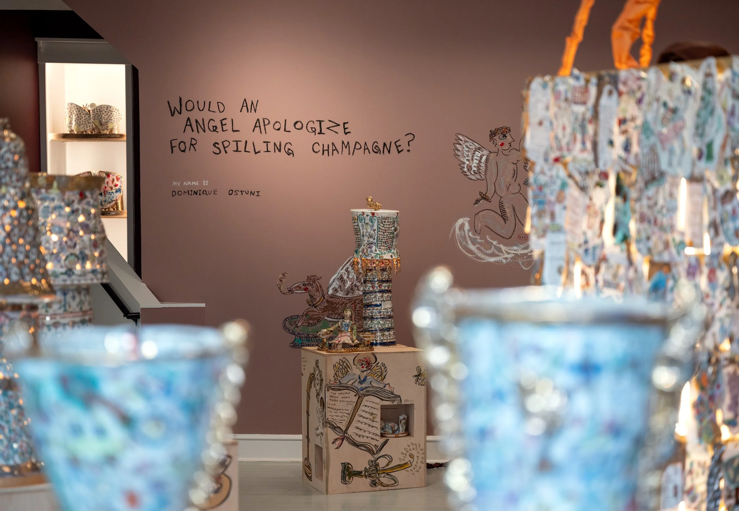 'Would an Angel Apologize for Spilling Champagne?' exhibition shot