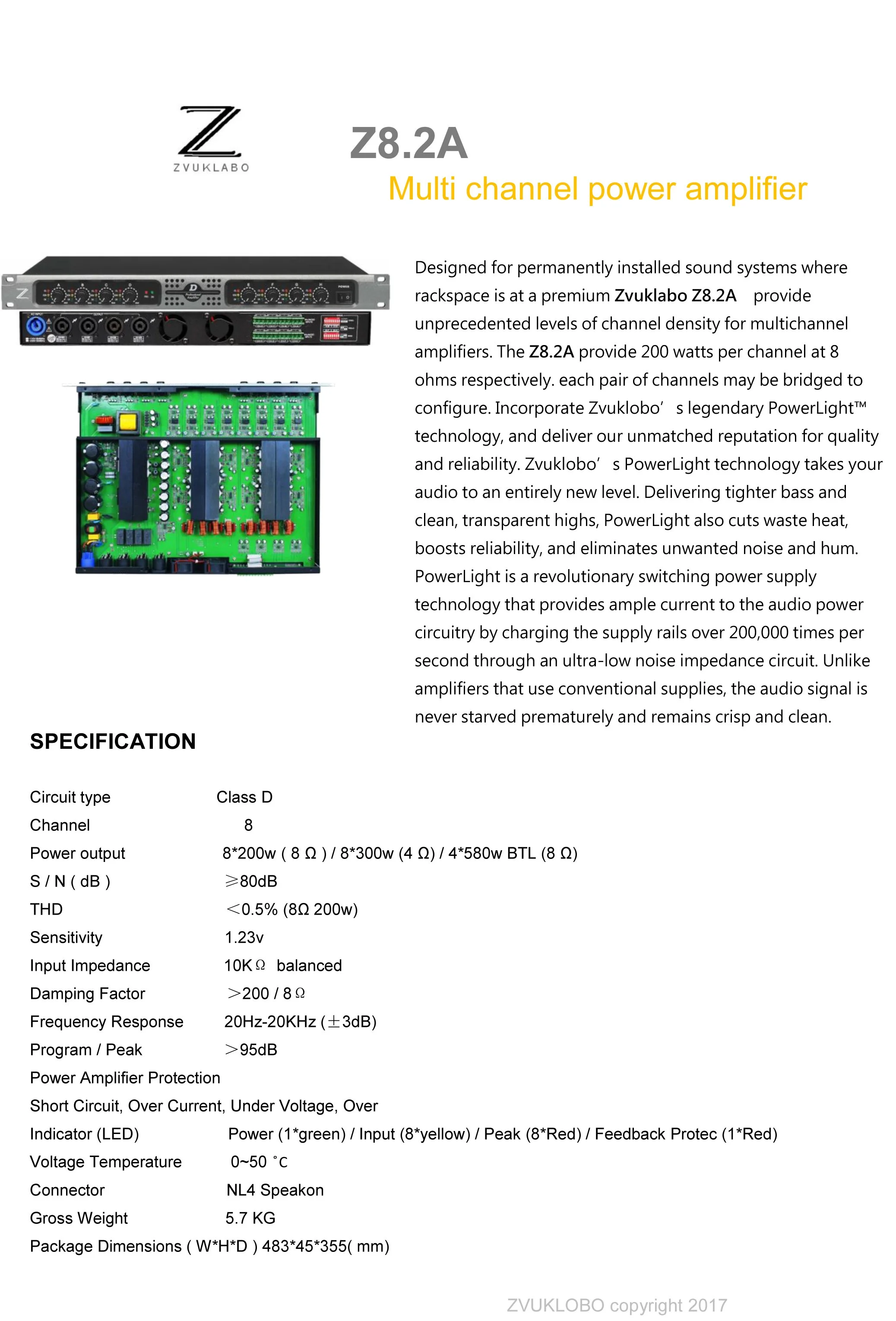 Z8.2A 8 channel power amplifier