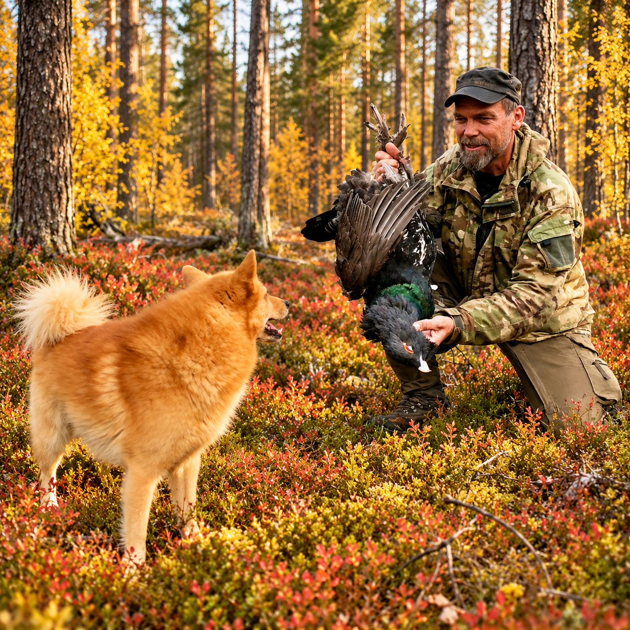 Ulf Lindroth och Rapp med tjäder