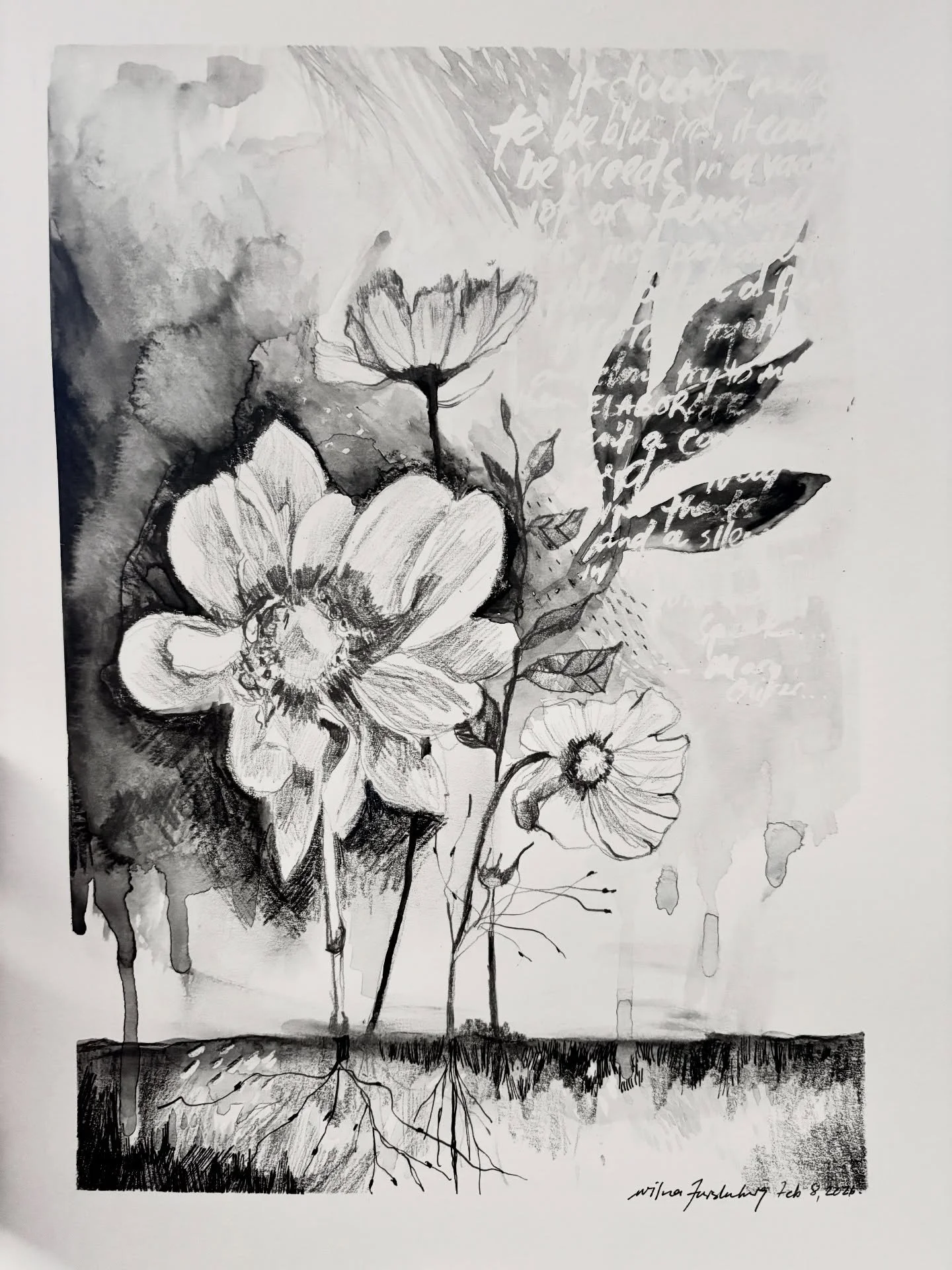 When you have a head cold for a week and need a pick-me-up moment in black and white mixed media, watching netflix on the coach. Today I am thankful for the small luxuries like blankets, Advil cold and sinus and charcoal. Amen.