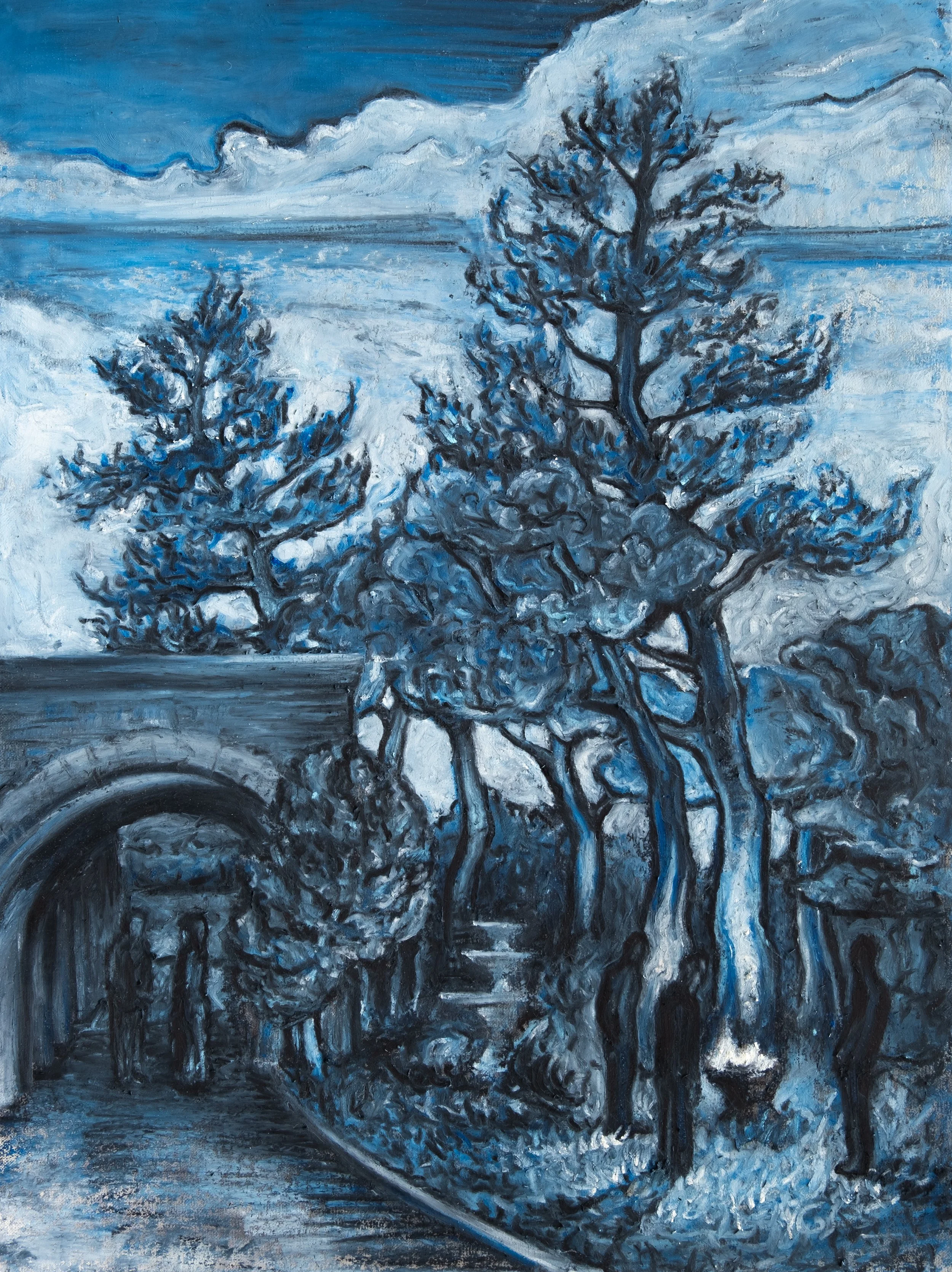 Garden Fire - 12" x 16", gouache and oil pastel, 2024