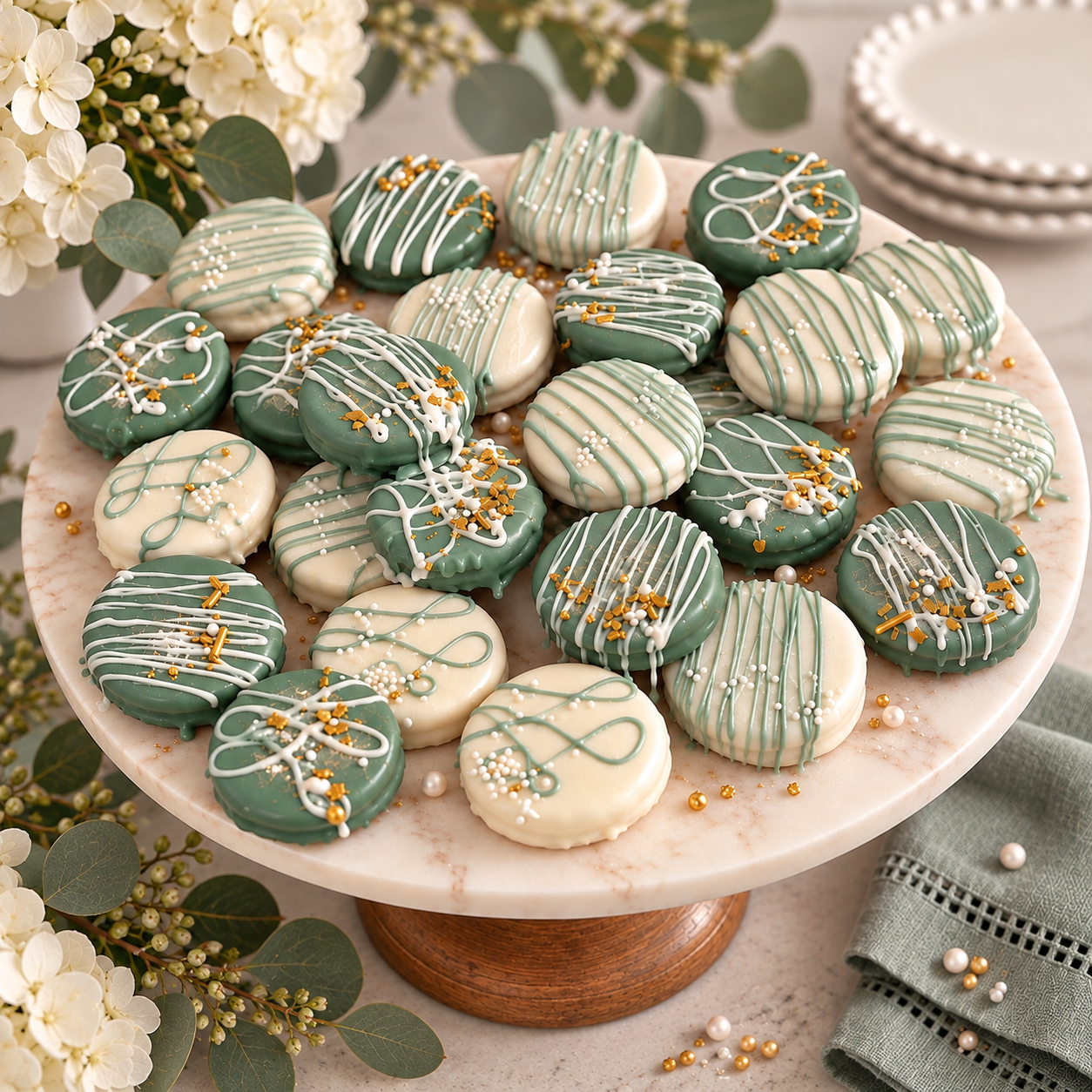 Green Chocolate Covered Cookies