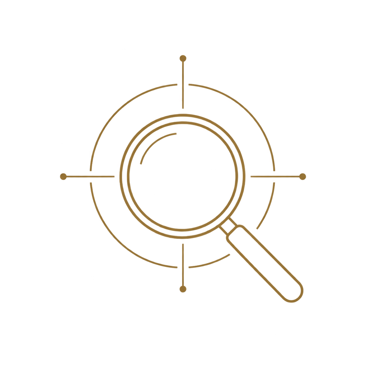 A target with a magnifying glass pointing towards the center.
