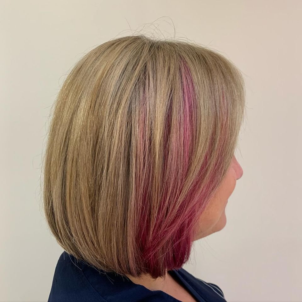 Color and cut- Breast Cancer Awareness hair
