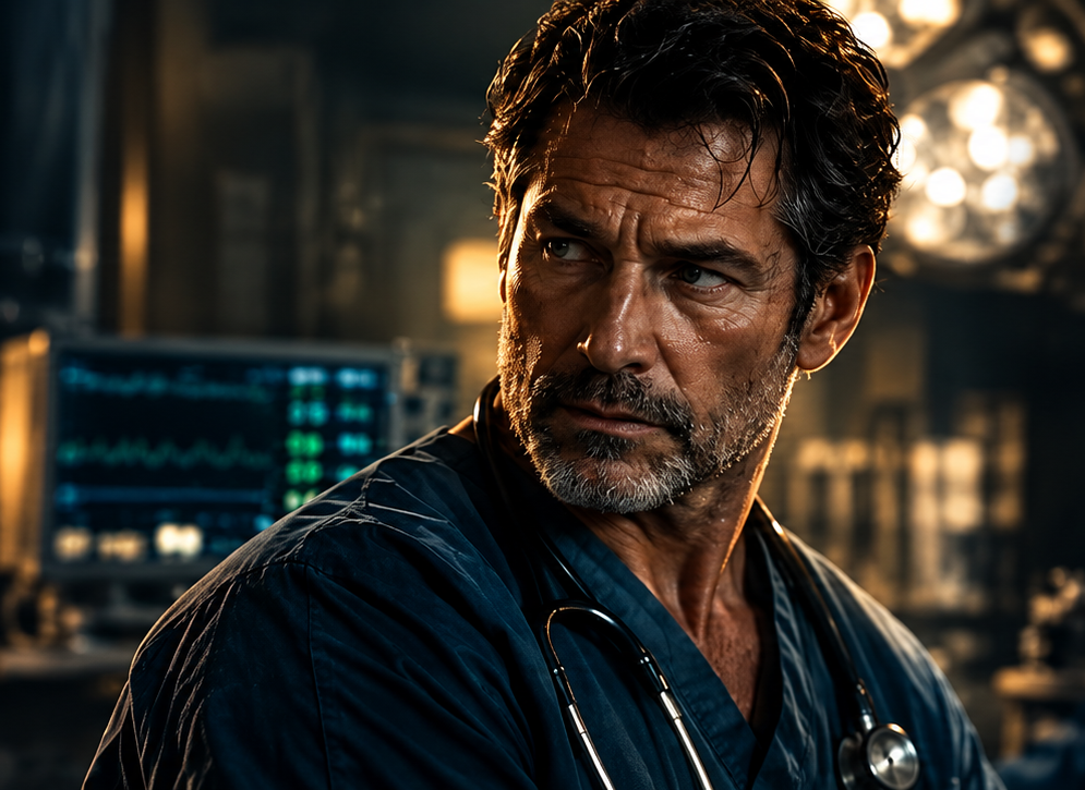 Jack Bass, a physician and Army veteran, in a hospital setting.
