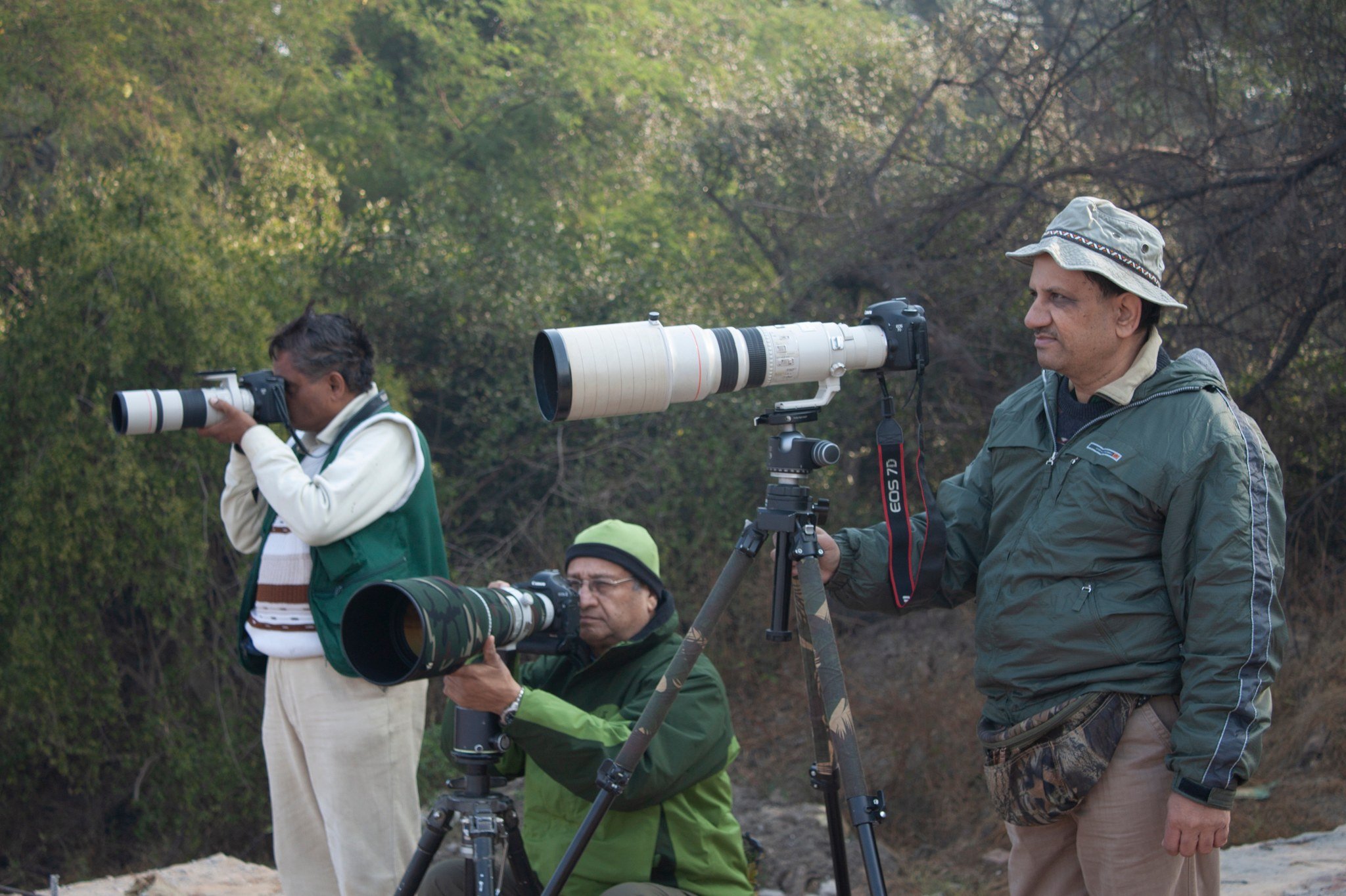 Three lenses, one subject. Bharatpur, December 2011.
