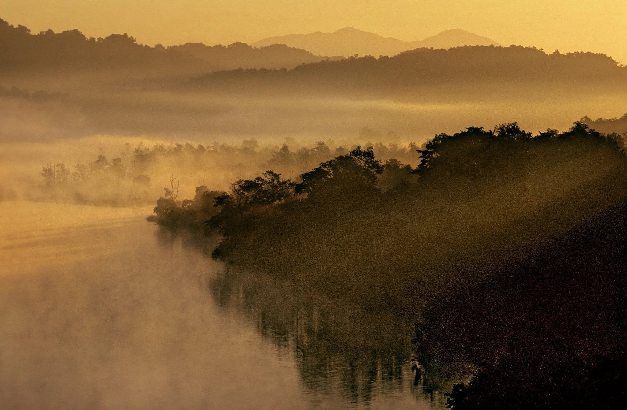 Misty river valley at dawn (film)