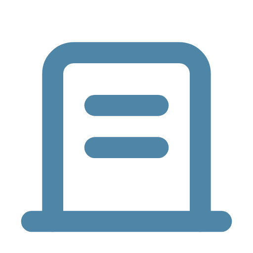 Icon of a computer server or database rack with three horizontal lines on a blue background.