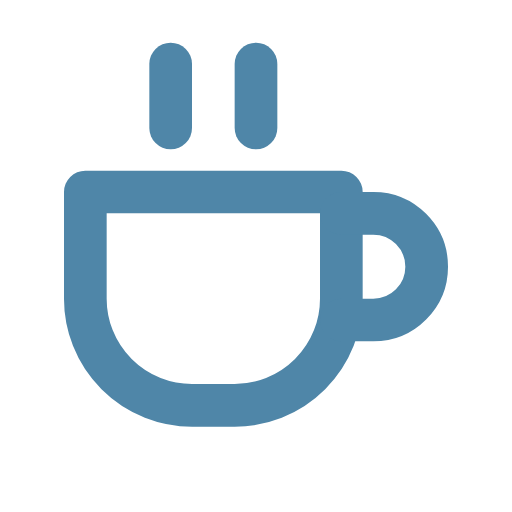 Icon of a coffee mug with steam rising from it.