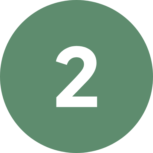 Green circle with the number 2 in white.