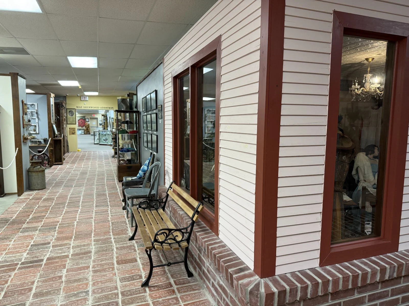 Storefront exhibits along the museum's indoor Main Street