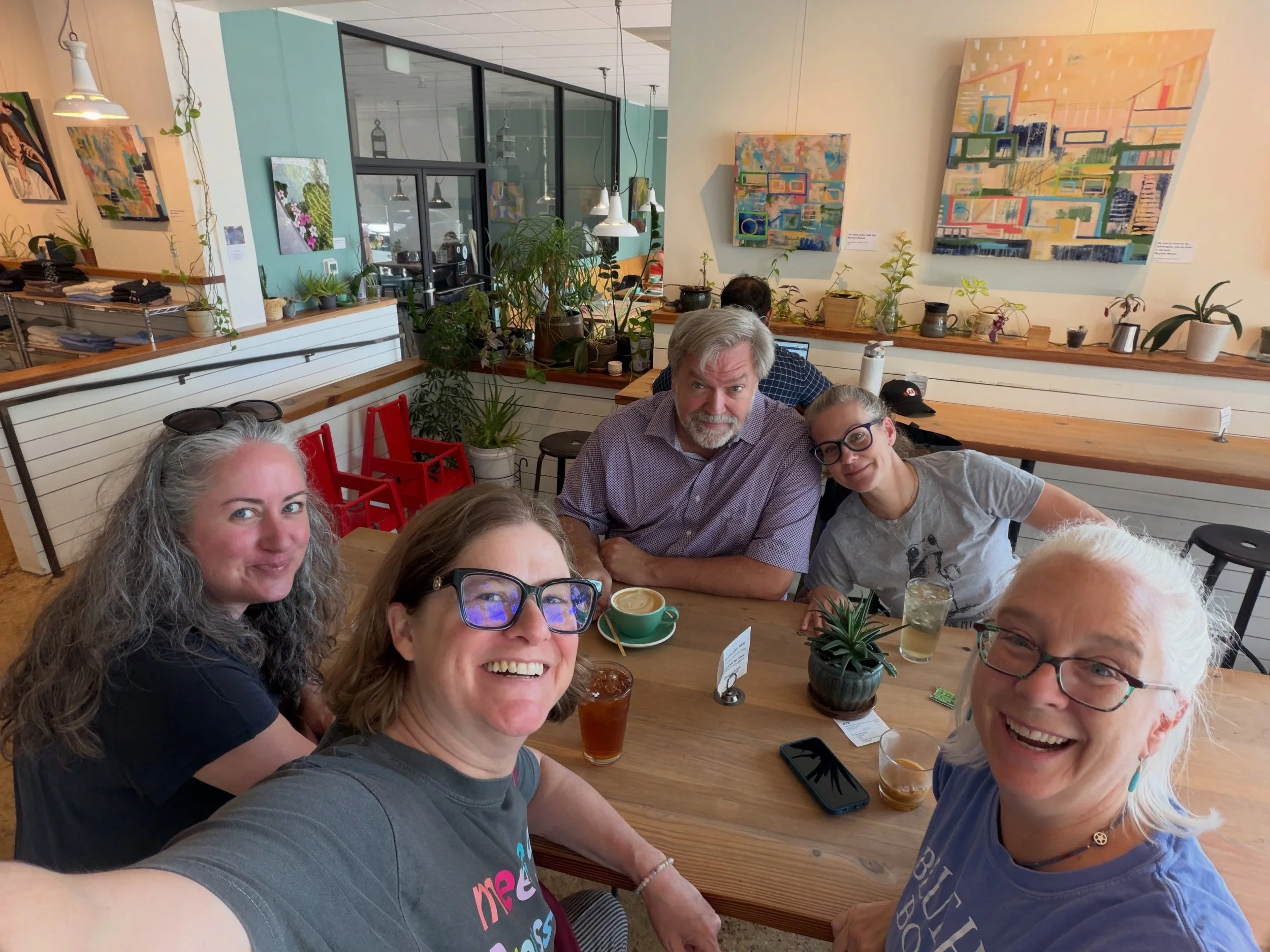 @idywoodstudios at @rarebirdcoffee for a couple more days! See the show while you can! @mominard_abstracts @caseywaitart @huffman.art.haus @caseythethompson @mollyfmccracken