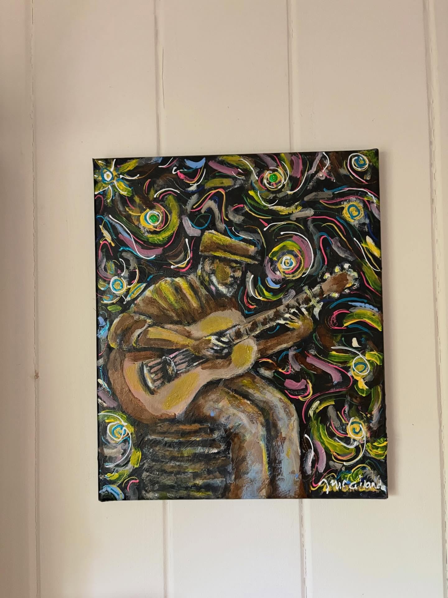 We are delighted that exhibiting artist Jean Marie&rsquo;s painting Assiko Guitarist has found a new home with a collector!