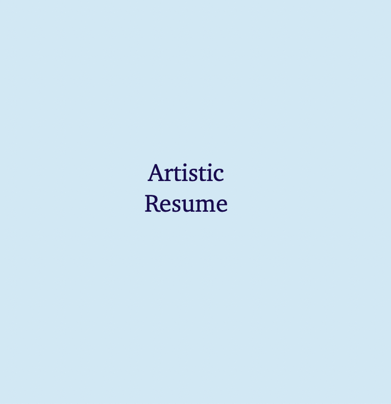 Light blue background with centered text that reads 'Artistic Resume' in dark purple font.