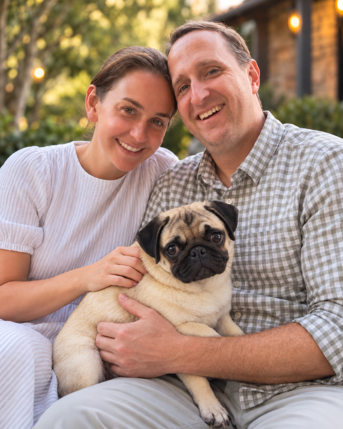 Dr Jared and Dr Jo with their pug