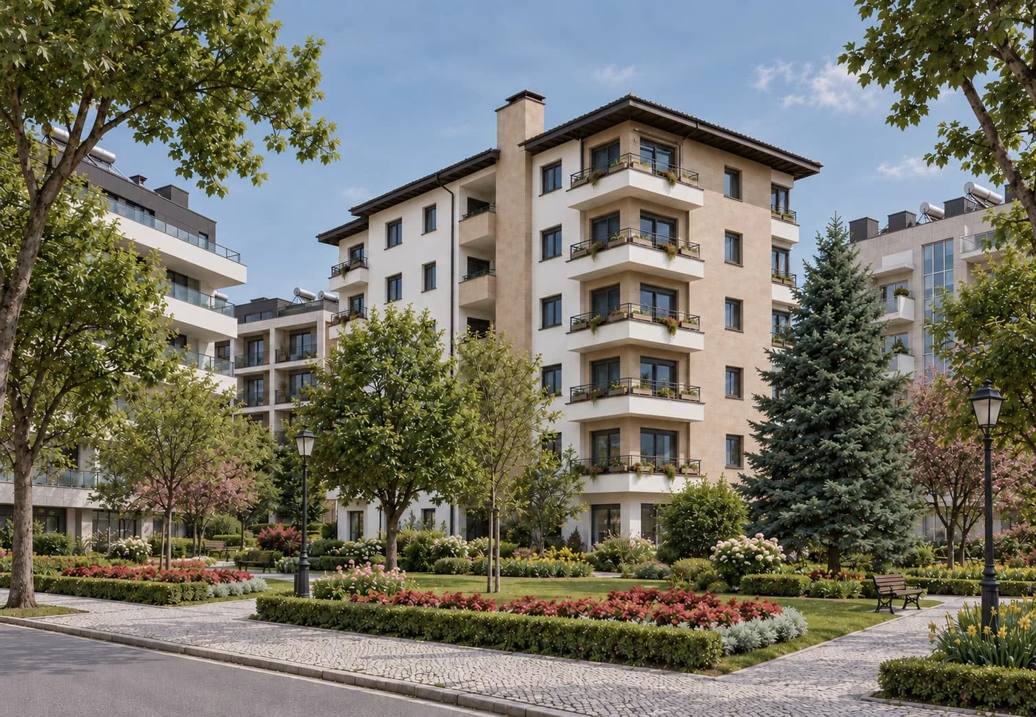 Edifício residencial com jardins