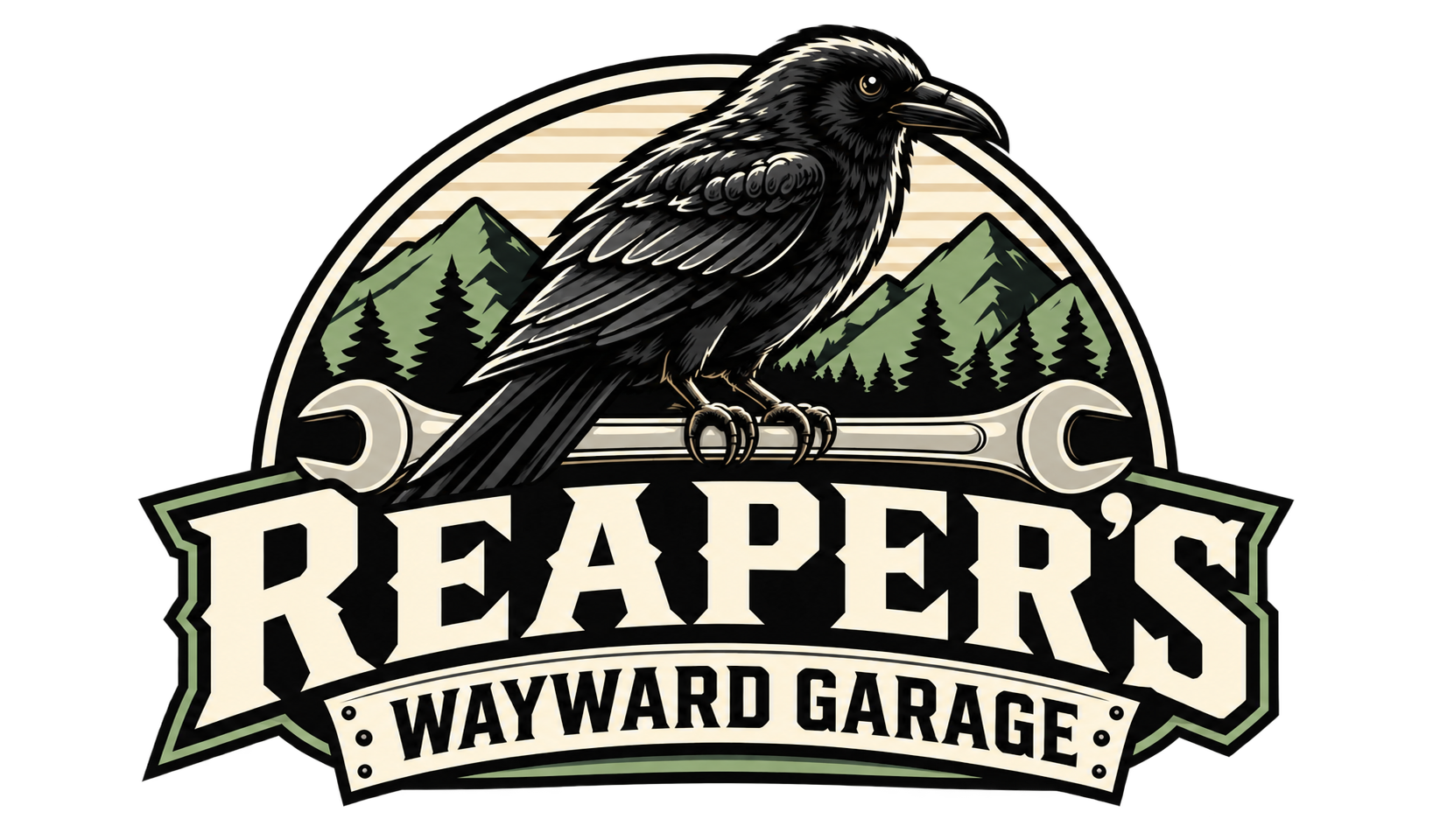 Reaper’s Wayward Garage raven and wrench logo