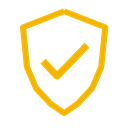 Yellow shield icon with a checkmark inside