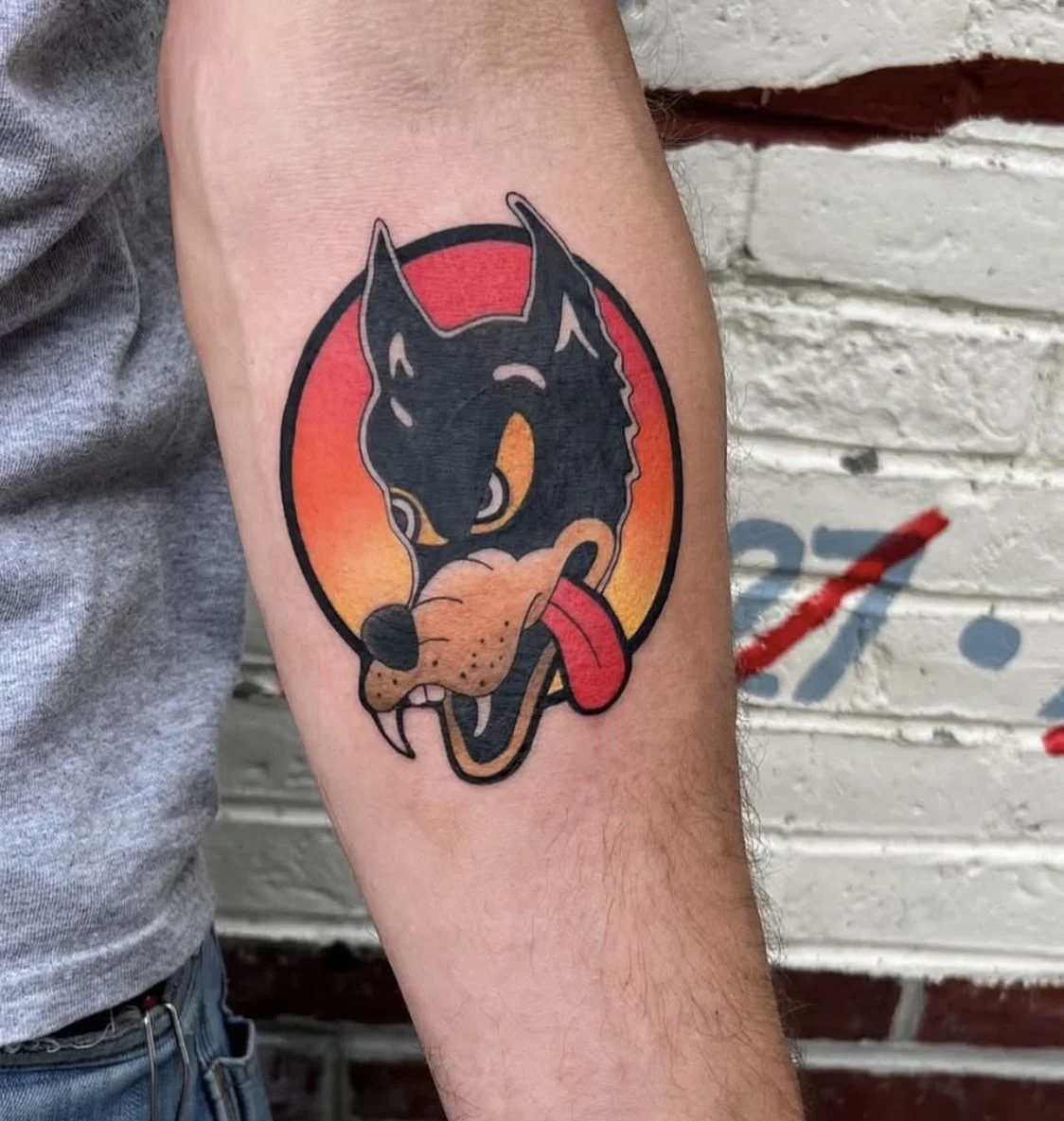 Stylized wolf head tattoo by Gonzalo Chavez - Cambridge & Waltham, MA⁠