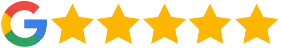 Google logo followed by an award icon and a 5-star rating from 1 to 5.