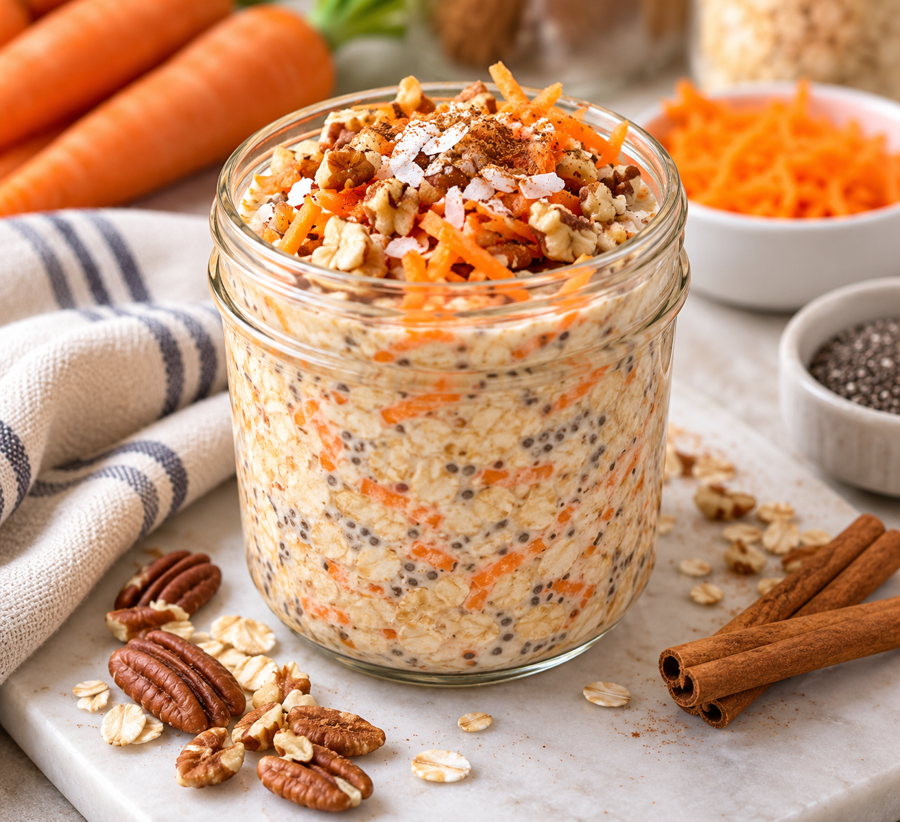 High-Protein Carrot Cake Overnight Oats | 43g Protein