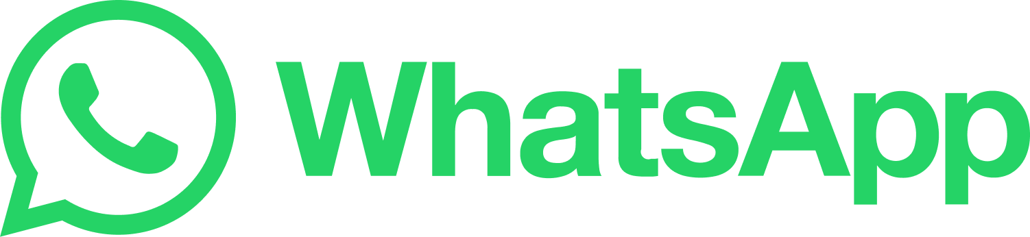 WhatsApp logo with green speech bubble and phone icon.