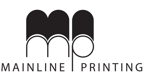 Mainline Printing company logo with stylized 'm' and 'p' in black