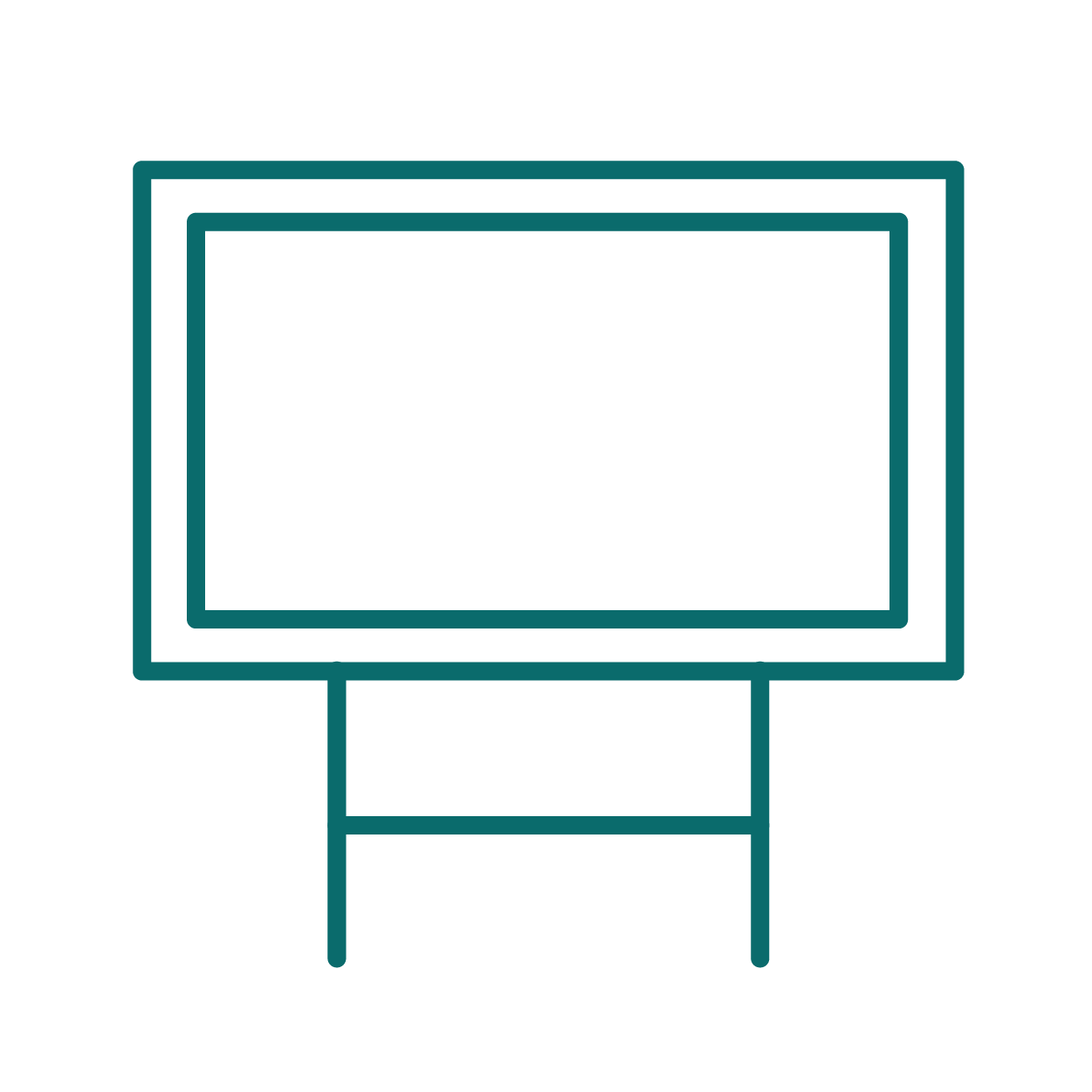 Outline drawing of a television on a stand.