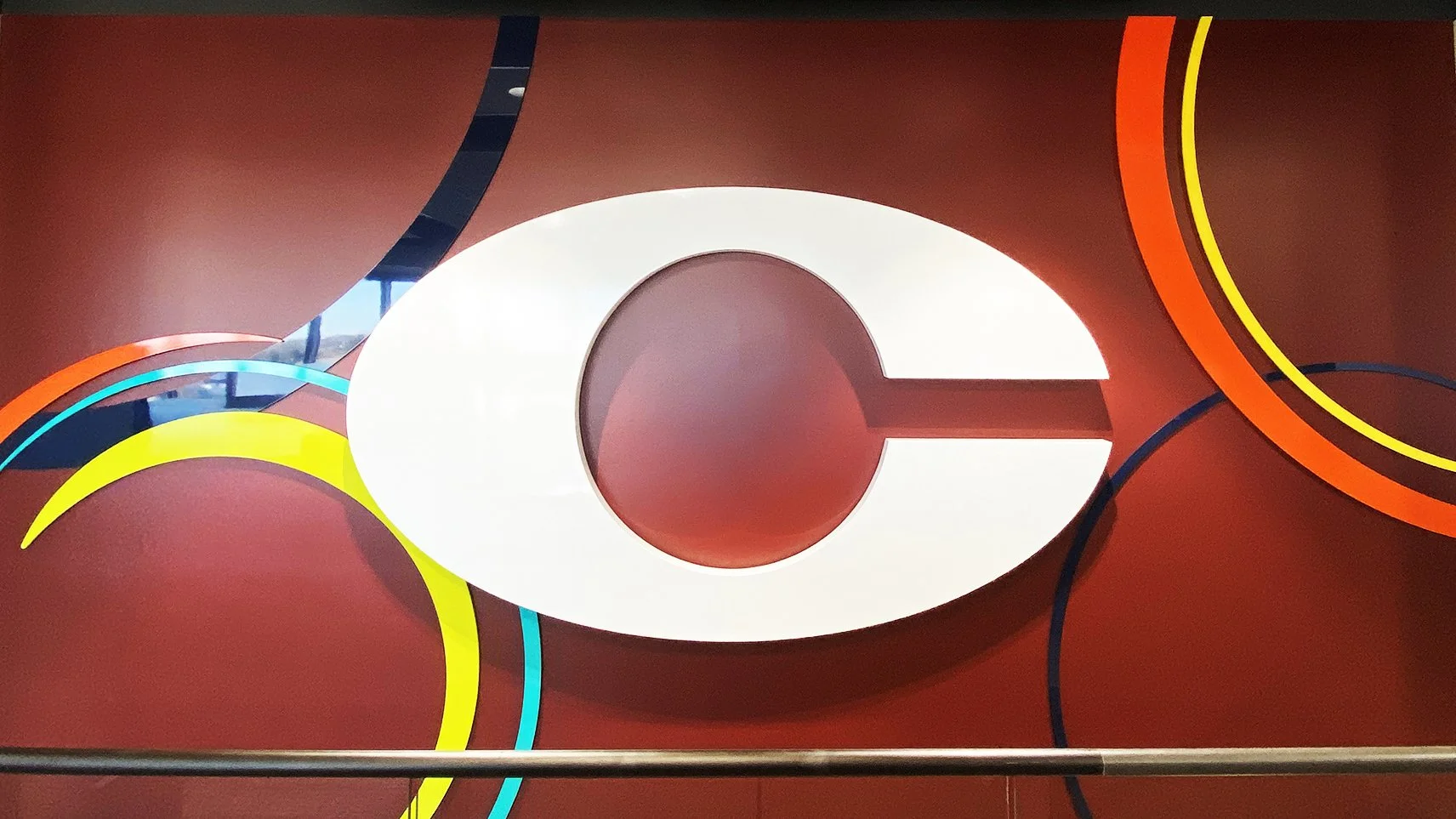 CoreFirst Bank and Trust three dimensional signage installed by Mainline Signs inside a bank lobby.